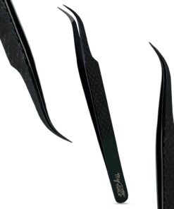 Pince à épiler incurvée classique et volumineuse, courbée en forme de diamant, pince à épiler professionnelle pour extensions de cils, outil de précision (noir)