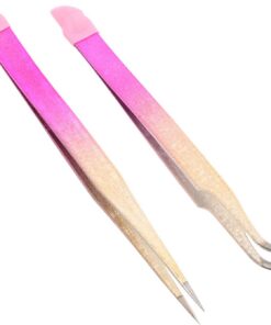 VICASKY Lot de 2 Pinces à Saisir pour Nail Art en Acier Inoxydable avec Embouts en Silicone – Pinces Droites et Incurvées pour Pose de Strass, Outils de Beauté des Ongles Multifonctions,