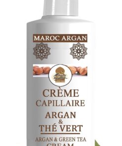 Crème Capillaire à l’Huile d’Argan & Thé Vert – Soin Nourrissant Sans Rinçage – Cheveux Secs, Abîmés ou Ternes – Hydratation, Brillance & Douceur Naturelle – 150 ml