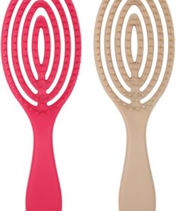 Ciieeo Brosse de Massage Creuse pour Cheveux Bouclés et Longs, Peigne Démêlant en Abs, Outil de Soin Capillaire pour Femme, Utilisation à Domicile, Lot de 2 Pièces Couleur Aléatoire
