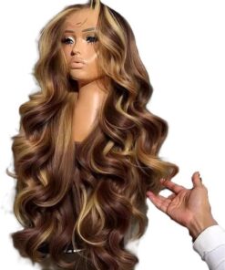 Soins capillaires Perruque Body Wave À Reflets HD Cheveux Humains Transparents Pré-épilés Densité 250