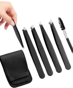 Pince à épiler pour sourcils Avec Étui Et Outils De Toilettage Pointus | Kit De Pinces 5 Pièces Pour Poils Du Visage Pour le visage, échardes, poils incarnés, cils, , et salon