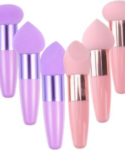Gatuida Lot de 6 Stylos de Maquillage Poignée en Latex, Utilisation Humide et Sèche, Accessoires Beauté pour Application Précise du Fond de Teint Quotidien