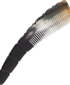 STOBAZA Peigne en Corne Ox Naturel Noir Antistatique Sculpture Artisanale, Brosse Massage Cuir Chevelu Présent pour Soins Capillaires Délicats