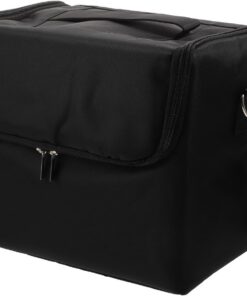 STOBAZA Trousse de Toilette de Voyage Noire en Tissu Oxford Imperméable Grosse Capacité et Design Multi-Couches pour Rangement Maquillage et Outils Manucure