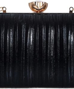 Trousse de maquillage élégante et plissée de couleur métallique résistante à l'eau avec sangle de chaîne amovible pour mariage, bal, soirée et banquet, événement, trousse de maquillage en