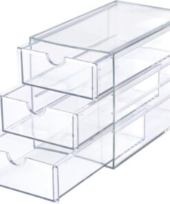 Hipiwe Boîte à accessoires pour cheveux - Boîte de rangement transparente avec 3 tiroirs