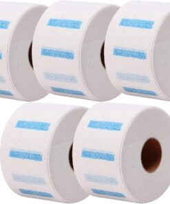 Bandes de Cou en Papier Extensible Jetables 5 Rouleaux, Blanc | Salon de Coiffure, Ajustement Souple aux Tailles de Cou, Usage Coupe et Soins Capillaires