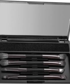 Lot de 4 pinceaux de maquillage de voyage à double extrémité, outil professionnel pour le visage avec formule, système de soins de beauté avec design intelligent, aide radiante lisse, accessoire