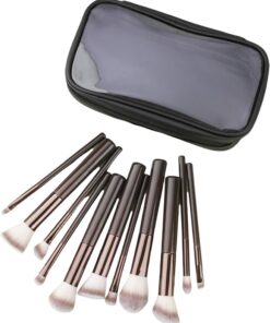 Lot de 11 pinceaux cosmétiques à la mode pour voyage ou usage domestique professionnel pour le visage et les yeux