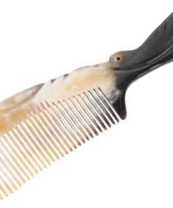 Angoily Peigne à Cheveux en Corne de Bœuf Naturel Anti-statique Sculpté, Outil de Massage Cuir Chevelu pour Soin Capillaire Couleur Aléatoire