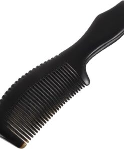 Artibetter Peigne en Corne de Bœuf Noir Poignée Ergonomique Portable pour Soins Capillaires et Massage pour Voyage et Usage en Extérieur