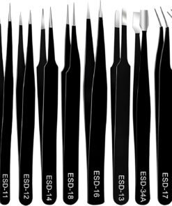 Lot de 10 pinces à épiler de précision non magnétiques et antistatiques en acier inoxydable pour travaux manuels, fabrication de bijoux, réparation, loisirs créatifs