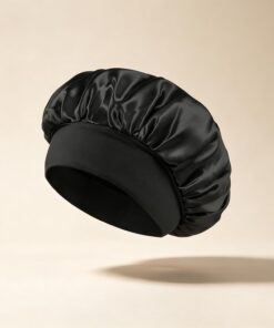 Bonnet en satin à large bande, bonnet pour cheveux bouclés tressés | Bonnet de sommeil surdimensionné en soie à volants - Bonnet en satin brillant - Soins capillaires quotidiens
