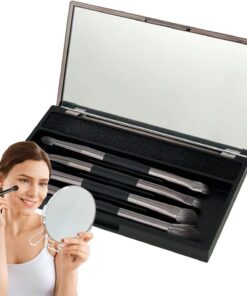 Ensemble de pinceaux de maquillage à double extrémité, 14 x 8 x 2 cm, ensemble d'outils cosmétiques, applicateur de fond de teint, anti-cernes, comprend une éponge de nettoyage pour fard à paupières
