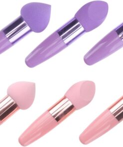 Angoily 2 Ensembles Stylo Éponge à Maquillage Portable en Latex pour Fond de Teint et Crème, Poignée Facile à Saisir, Utilisation Longue Durée, Accessoire Maquillage Professionnel pour