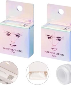 Lot de 2 fils de cartographie des sourcils avec cartouche – Fil pré-encré pour façonner les sourcils et pochoir à sourcils pour une disposition symétrique des sourcils, outil de salon réutilisable de
