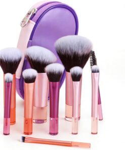 Lot de 10 mini pinceaux de maquillage de voyage avec pochette, pinceaux cosmétiques portables pour fond de teint, blush, fard à paupières, essentiels pour femme