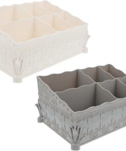 Lot de 2 Boîtes de Rangement pour Outils à Ongles Blanc et Gris, Coffrets Multifonctionnels Compacts pour Accessoires Nail Art et Bijoux, Supports de Rangement Pratiques