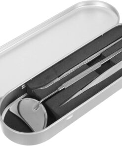 Kit D’outils pour Greffe de Cils 1 Set en Acier Inoxydable Argenté | Pince à Épiler, Bâtonnet de Laçage, Usage Pratique en Salon, Protection des Yeux, pour Femmes