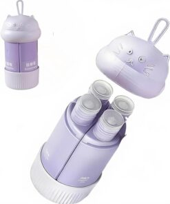 Bouteilles de voyage 4 en 1 pour articles de toilette portables, anti-fuites, compressibles, rechargeables, accessoires de voyage pour shampooing, gel douche, lotion (violet)