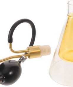 Toyvian Flacon de Parfum Vintage en Verre Doré 90ml Atomiseur | Buse Fleur, Pompe Manuelle Courte, Verre et Cuivre, Usage en Laboratoire de Parfumerie et Spa