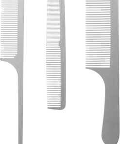 Ciieeo Peignes à Cheveux Outil de Soin Capillaire Antistatique en Acier Inoxydable Argenté Ensemble de 3 Réduit la Pression du Poignet pour Coiffure Professionnelle