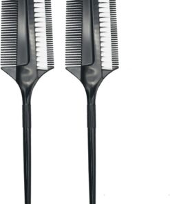 VOSAREA Brosse à Cheveux Double Face pour Coloration et Soin Capillaire, Plastique Noir, 2 Pièces, Outil Coiffure Professionnel pour Usage Maison et Salon