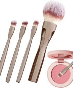 Trousse De Pinceaux De 4 en 1 Magnétique Portable Synthétique | Pinceaux Poudre et de Teint Pour Poudre Fard À Joues Et À Paupières Fusion Femmes Adolescentes