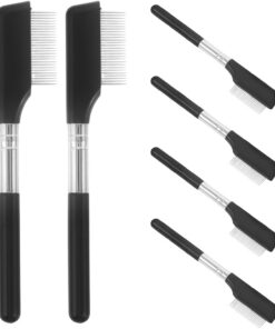 Ciieeo Lot de 6 Peignes Séparateurs de Cils en Métal avec Manche Droit Court, Outil de Maquillage Professionnel pour Sourcils et Cils, Goupillons Fins pour Définition Précise et