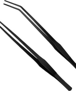 Luxiv Pince à épiler extra longue 38,1 cm en acier inoxydable droite et incurvée pour aquarium 38 cm Pince extra longue pour aquarium, outils d'aquascape, pinces d'alimentation (38,1 cm, noir)