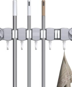 Générique Range-Balais Mural Porte-Outils Jardin Pelle Brosse Chiffon | Rack À Outils De Garage Ventouse Fixation Murale Porte-Outils Gants Serviette Cuisine Garage Buanderie Salle de Bain