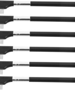 Peigne à Cils en Acier et Plastique Noir, Lot de 6 Pièces | Outil de Précision pour Maquillage, Structure Résistante à Déformation, Retire L’excès de Mascara