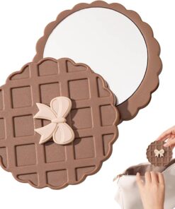 Générique Miroir Compact Rond Motif Gaufré Retouches Rapides | Miroirs Cosmétiques De Poche Accessoires Coiffure Portables Trajets Quotidiens Shopping Activités Extérieures