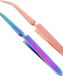 Healeved Pinces à Épiler Outil Manucure Précis Mise des Ongles en Acier Inoxydable Lot de 2 avec Embouts Angulés pour Loisirs Créatifs et Soins des Ongles