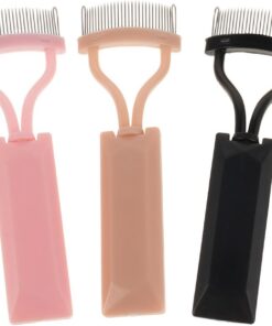 Outil D’assistance Cils, Séparateur en Métal 3 Pièces | Manche Antidérapant, Plastique et Métal, Noir Rose Poudré Rose Clair, Maquillage et Routines Beauté