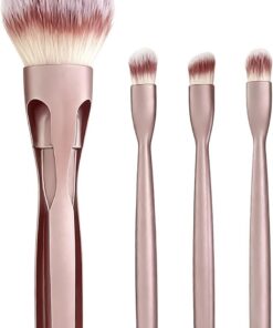 Trousse De Pinceaux De 4 En 1 À Poils Synthétiques Portable | Set de Brosses de Pour Femmes Débutants Domicile Vacances Anniversaire Mariage Fête