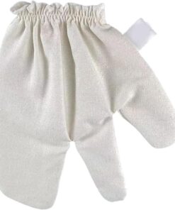 Raw Silk Gloves, Body Scrub Mittens, Silk Massage Mitt, Elastic Wrist Band, Skin Nourishing Exfoliation, Home Spa, Bath, Shower Use, for Men and Women, 7.87inches White