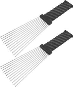 Toyvian 2 Pièces Peigne Professionnel en Plastique et Acier Noir pour Démêler Cheveux Crépus, Accessoire Coiffure pour Salon de Coiffure et Soins Capillaires
