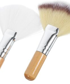 YARNOW Lot de 2 Pinceaux Éventail pour Visage en Nylon et Bois, Brosse Maquillage pour Poudrer et Illuminer, pour Femmes et Maquillage Professionnel