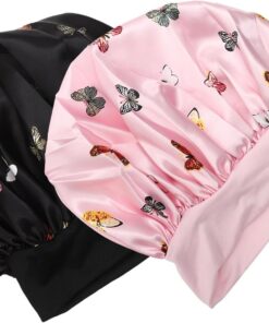 Angoily Lot de 2 Bonnets en Satin pour Cheveux de Femmes, Protègent Contre les Frisottis et Préservent L'oreiller, Adaptés aux Soins Capillaires à Domicile en Salon