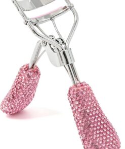 Recourbe-cils rose scintillant avec strass - Outil de recourbe-cils en silicone souple - Facile à utiliser - Pour le maquillage quotidien