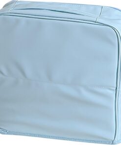 Trousse de toilette élégante en cuir PU avec plusieurs compartiments pour cosmétiques et essentiels de voyage, bleu
