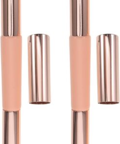 VICASKY 2 Pièces Pinceaux Silicone Double Tête avec Capuchon Applicateurs Réutilisables pour Lèvres et Correcteur Outil Maquillage Portable pour Usage Quotidien et Événements