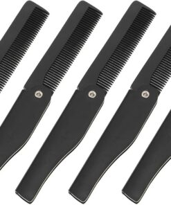 VICASKY Lot de 5 Peignes Pliants en Corne de Bœuf Noirs, Anti-statique, Pratiques pour Voyage et Usage Domestique, Accessoires Élégants pour Soins Capillaires