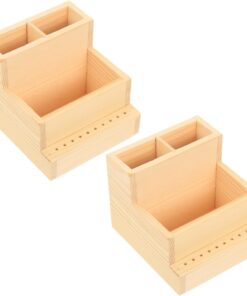 VICASKY 2pièces Boîte de Rangement pour Outils de Manucure Double Bois Organisateur Accessoires pour Ponceuse à Ongles Coffret de Rangement Compact