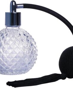 Flacon de parfum en cristal de style vintage doré et argenté de 100 ml avec pompe atomiseur rechargeable Outil de maquillage (argenté)
