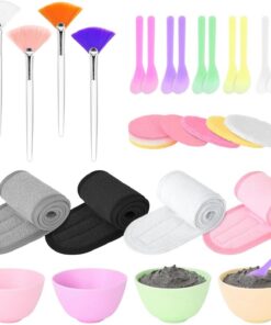 Spatule à masque facial Kit de 37 outils réutilisables en silicone | Bol Pour Masque Facial Femme Pour domestique, beauté, , salon, clinique, gym, yoga, fête, vacances d'
