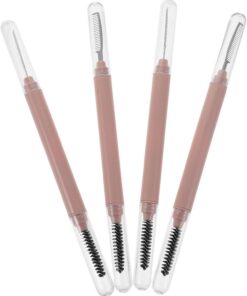 STOBAZA 4 Pièces Peigne Séparateur de Cils en Acier Inoxydable Portable avec Brosse à Mascara Légère et Housse de Protection pour Routines de Soins des Cils et Maquillage