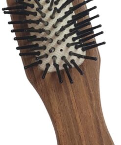 Petite brosse à cheveux en bois de hêtre naturel avec poignée confortable et stimulation du cuir chevelu - Accessoire de soins capillaires